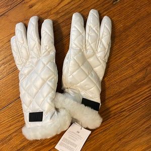 Ugg puffy quilted gloves with fur trim touch screen compatible